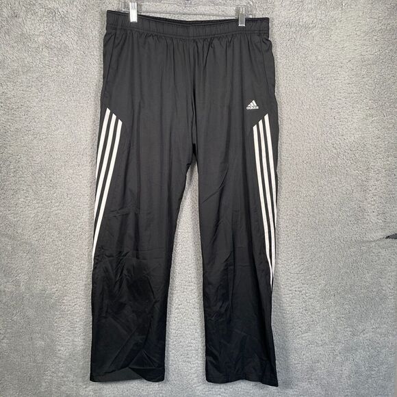 Adidas Windbreaker Track Pants Men Medium Black 31" 3 Stripe - No Pockets - Picture 1 of 11